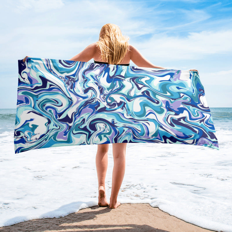 Blue Swirl Dreamy Designer Bath or Beach Towel
