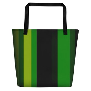 Green striped Tote Handbag