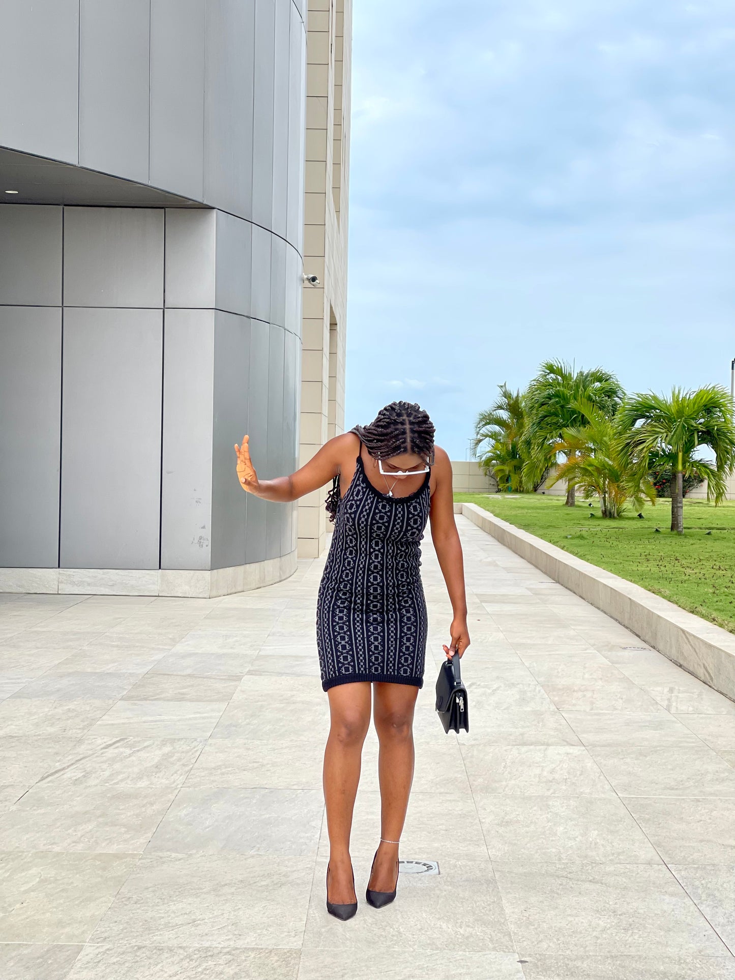 Black and White Sleeveless Dress