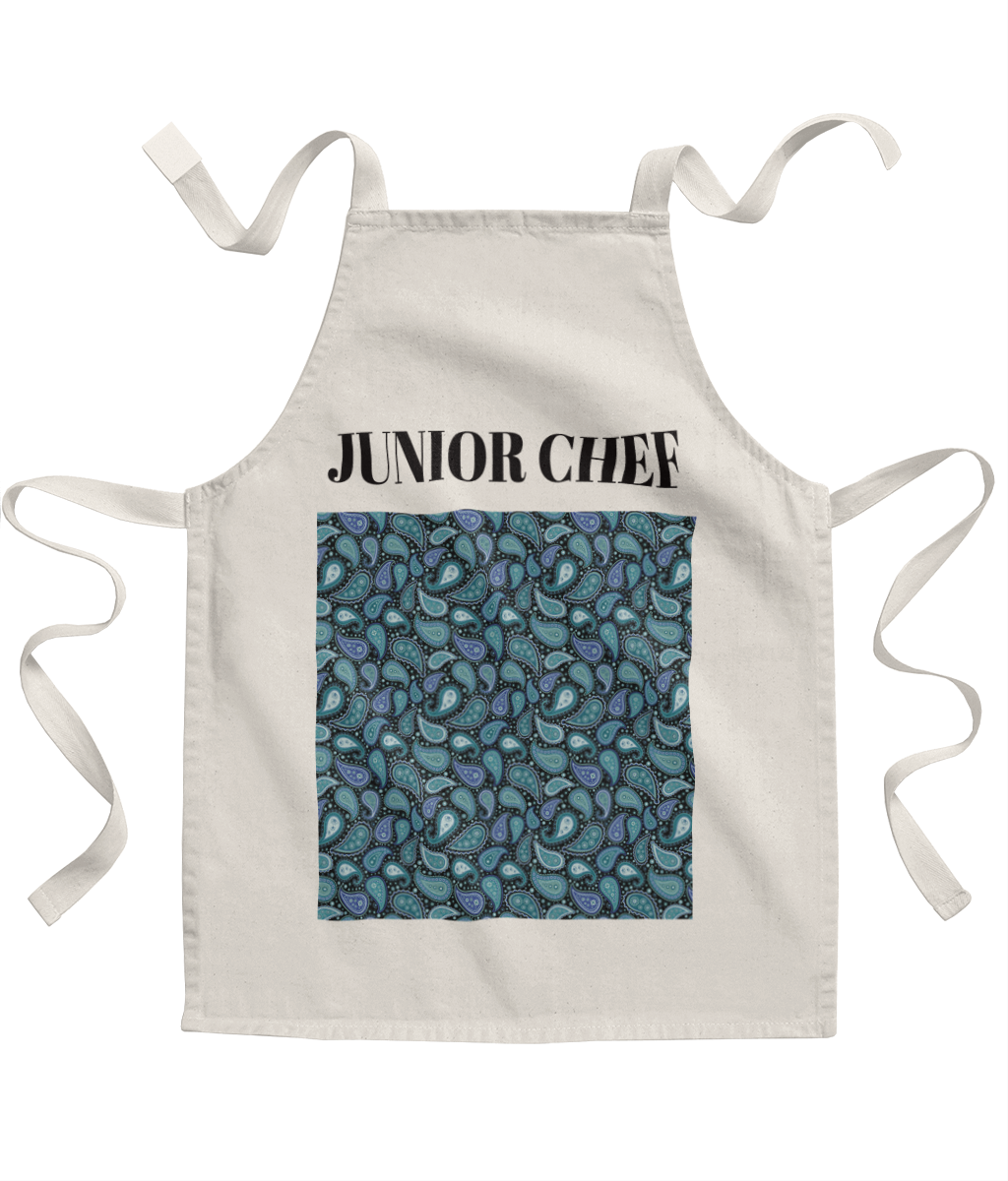 Junior Chef Apron with Blur Paisley Design.