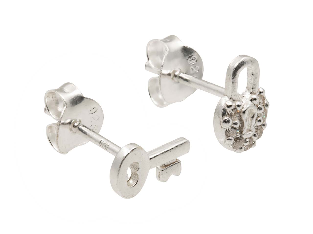 Lock and Key Mismatch Sterling Silver Earrings