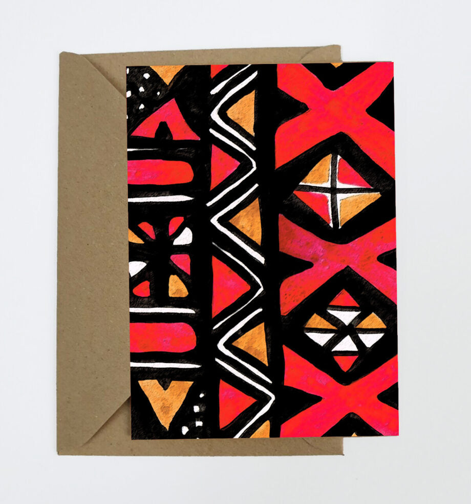 Mud Cloth Greeting Card x 3