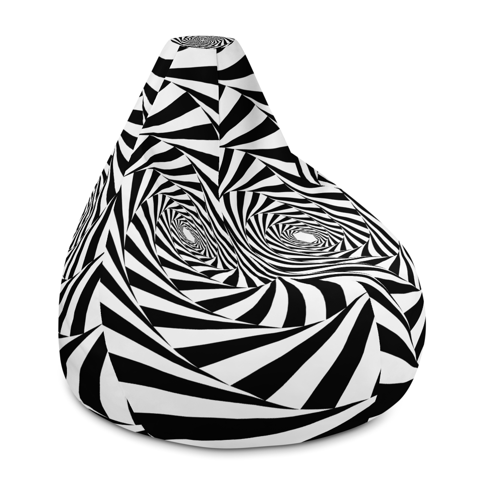 Black and White Spiral Maze Geometric Beanbag