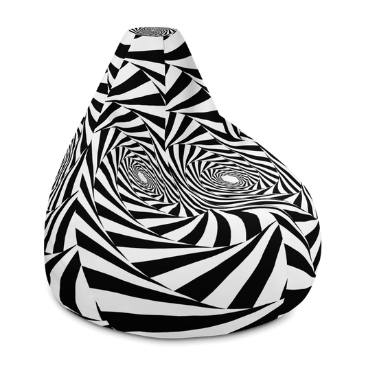 Black and White Spiral Maze Geometric Beanbag