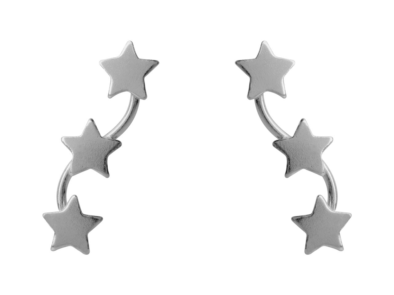 Sterling Silver 3-Star across Bar Earrings