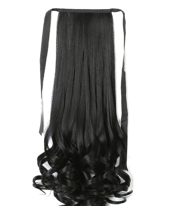 Black ponytail wig with Curly Ends