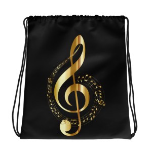 Music Themed Shoe Bag or spare Clothes Bag. Drawstring Bag / Backpack in Black, Brown, Blue, Purple