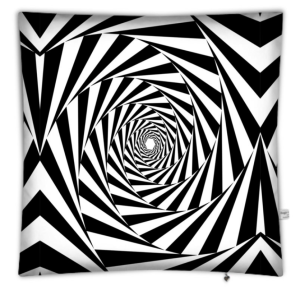 Black and White Spirals Giant Floor Cushion or Sofa Backing