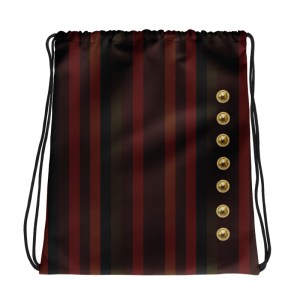 Brown Striped Shoe Bag or spare Clothes Bag. Drawstring Bag / Backpack