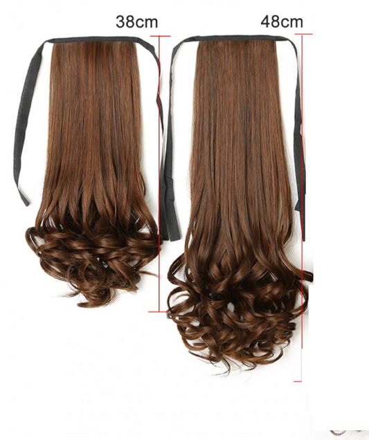 Brown Ponytail Wig with Curly Ends