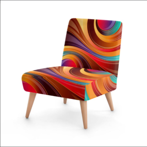 Brown and Multi-coloured Swirl Occasional Chair