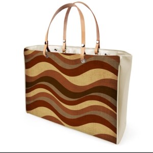 Brown and Beige wavy Leather Handbag