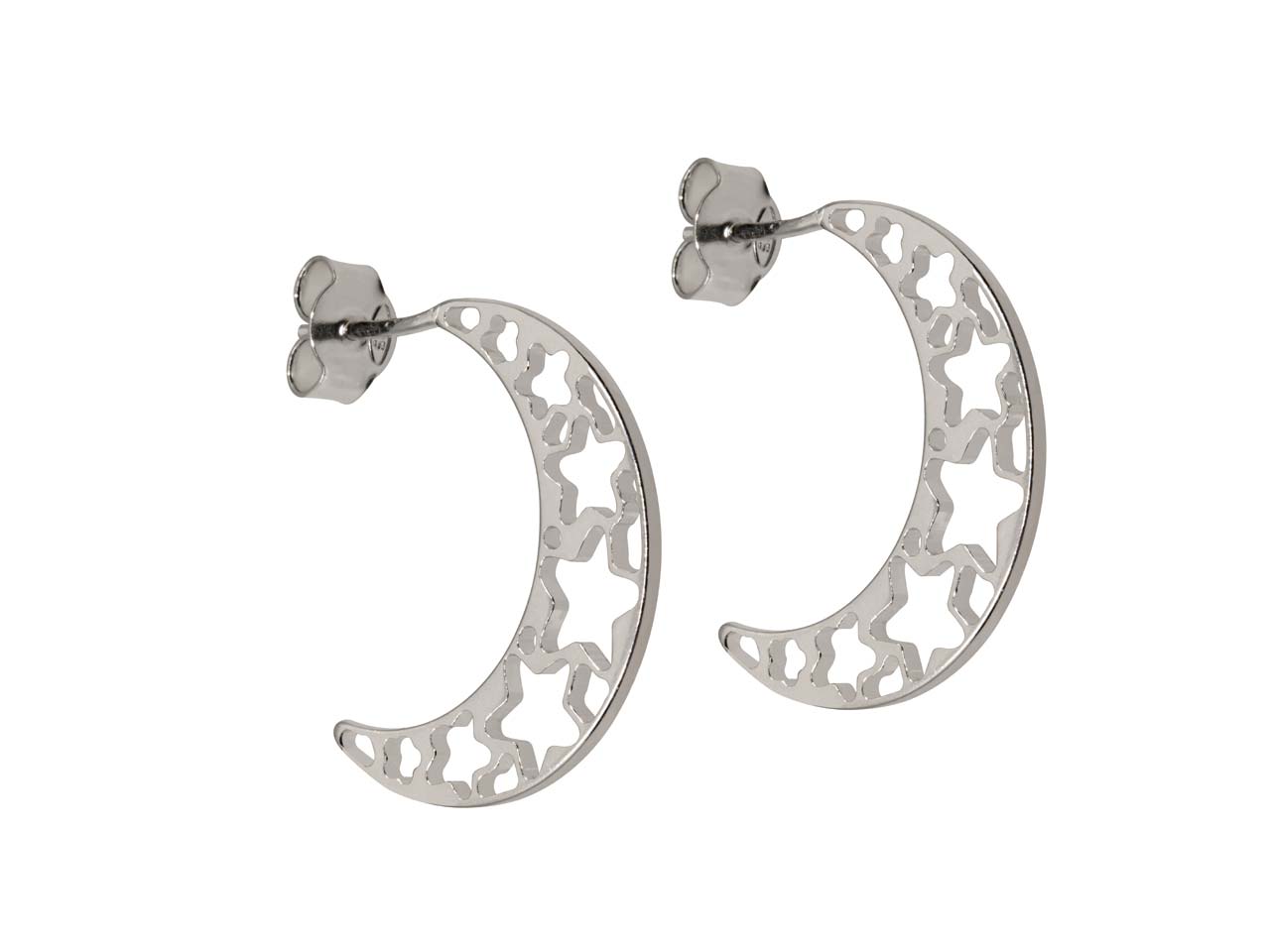 Sterling Silver Star themed Filigree Hoop Earrings