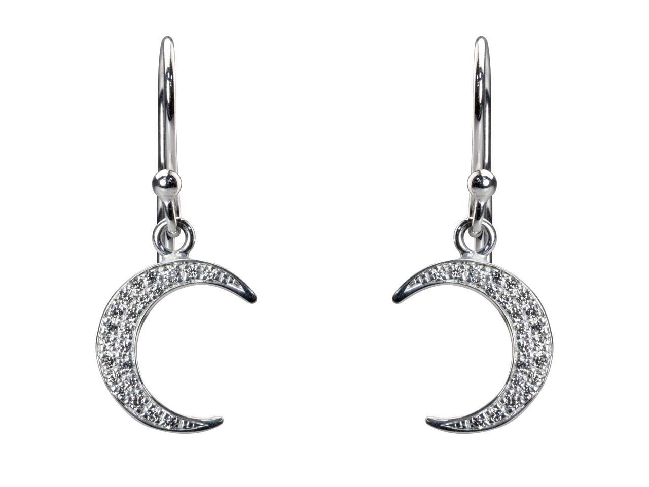 Crescent Moon Sterling Silver Drop Earrings