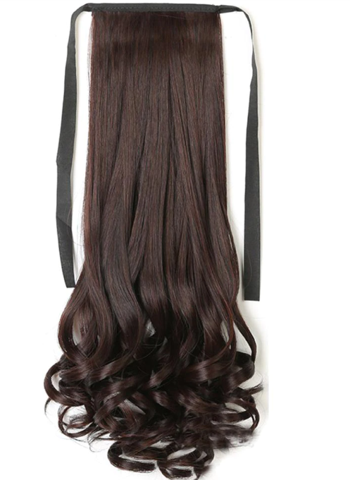 Dark Brown Ponytail Wig with Curly Ends