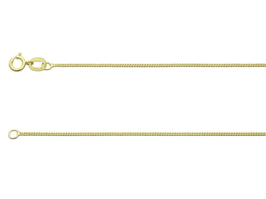 9 Carat Gold curb chain - diamond cut, 16 inches/40cm