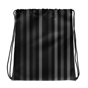 Grey Striped Shoe Bag or spare Clothes Bag. Drawstring Bag / Backpack