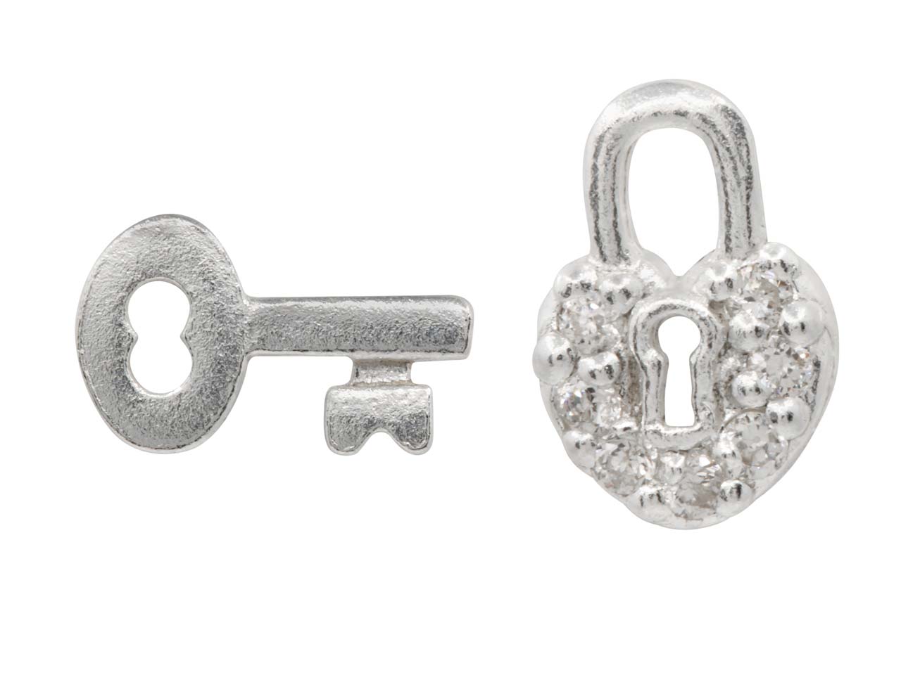 Lock and Key Mismatch Sterling Silver Earrings