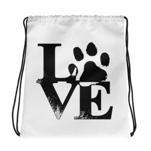 "Love" themed Shoe Bag or spare Clothes Bag. Drawstring Bag / Backpack