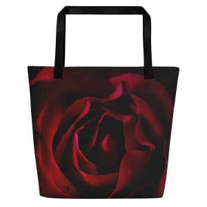 Maroon Rose Tote Handbag