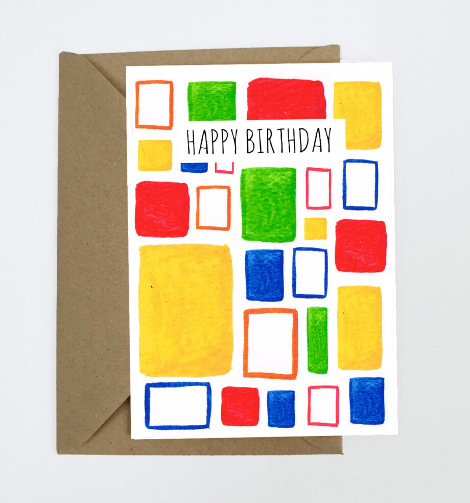Mosaic Birthday Greeting Card x 3