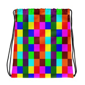 Multi blocks Shoe Bag or spare Clothes Bag. Drawstring Bag / Backpack