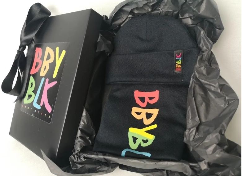 Gift Set of Bby Blk Baby Vest, Beanie Hat and Bib for Babies