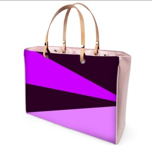 Shades of Purple Triangles - Leather Handbag