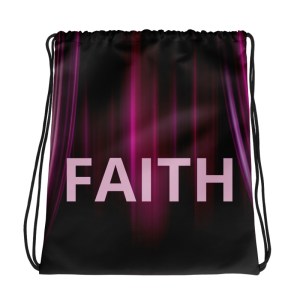 Faith themed Purple Shoe Bag or spare Clothes Bag. Drawstring Bag / Backpack