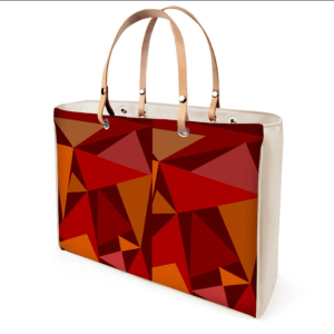 Shades of Red Geometric Triangles themed - Leather Handbag