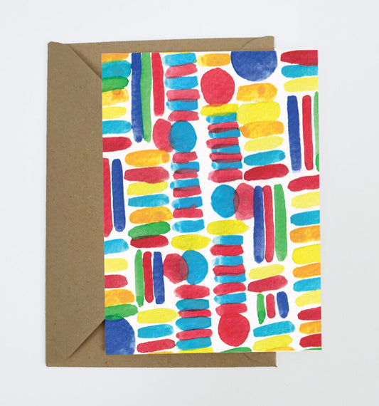 Stripes and Spots Birthday Greeting Card x 3