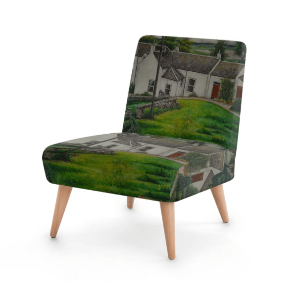English Country Farm House Artwork by Artist Kevin Tomlin Occasional Chair (Limited Edition)