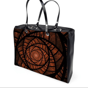 Brown Spiral Wood Effect Leather Handbag